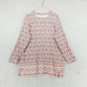 J.Jill Women's Geometric Print Long Sleeve Tunic Lagenlook Top P239